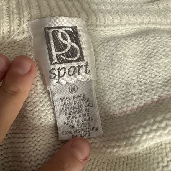 Vintage Pastel Pink & Purple V Neck Cable Knit Chunky Retro Sweater Sz Medium - Picture 6 of 7